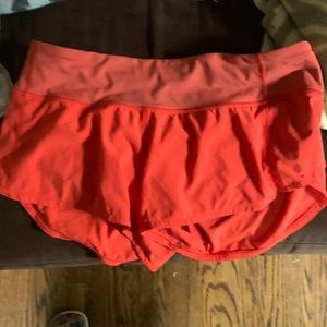 Lululemon speed up shorts size 6 orange red color